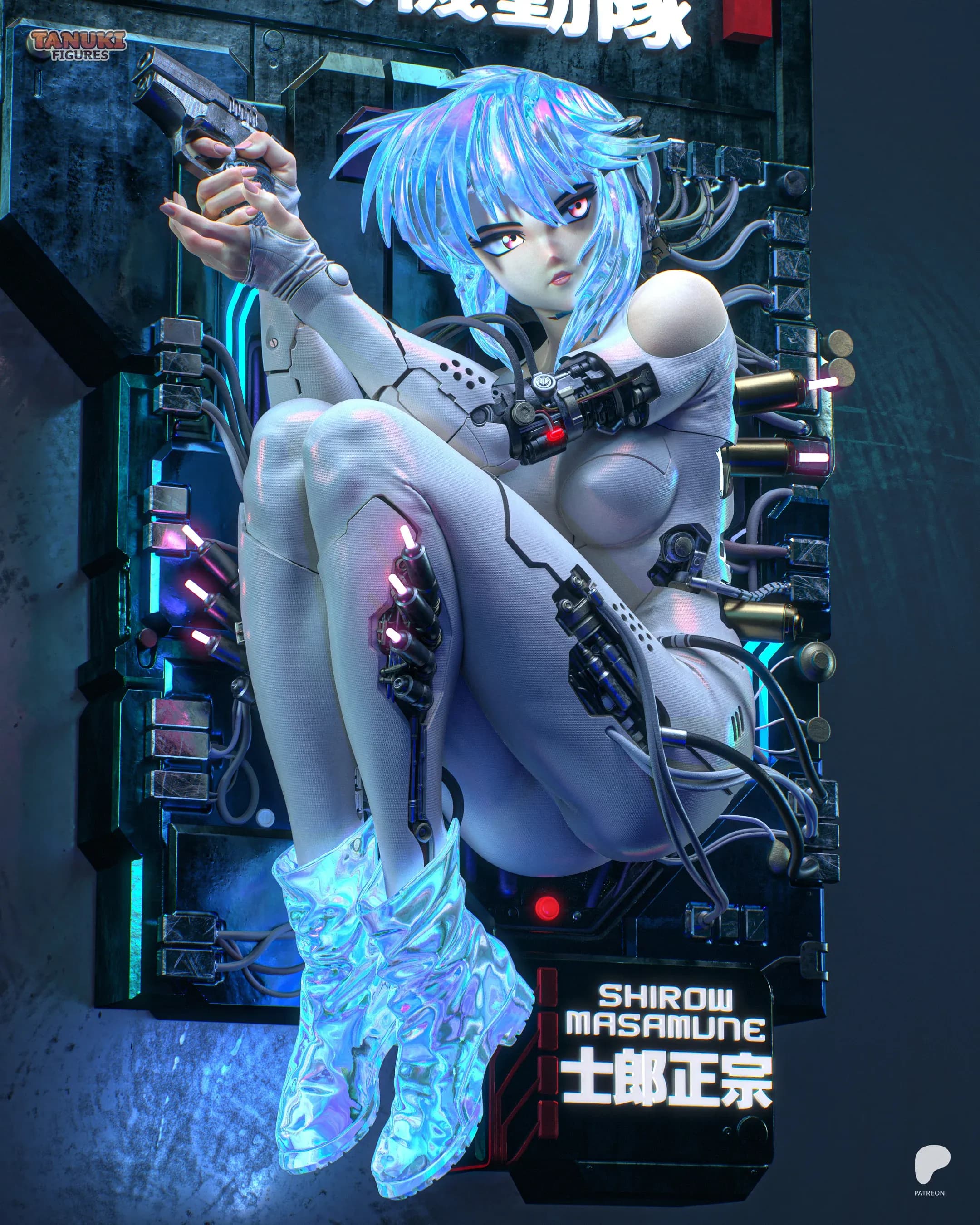 Motoko Ghost In The Shell | Maximum Detailed 16K 3D printed figure - alternate view