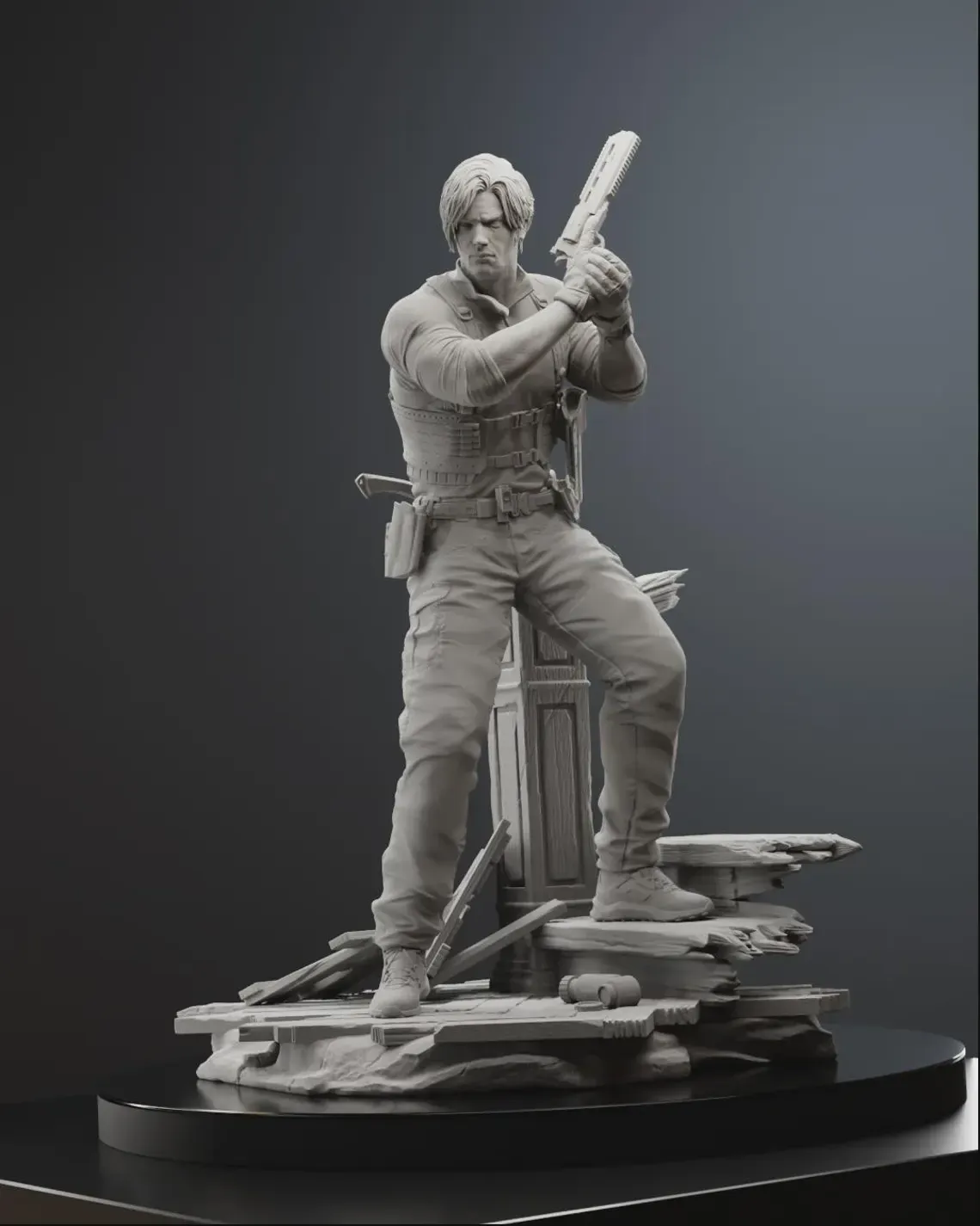 Leon Kennedy Resident Evil Figure – Hand Painted 16K 3D Printed Resin Statue - alternate view